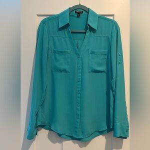 Express Turquoise Button-Up Blouse